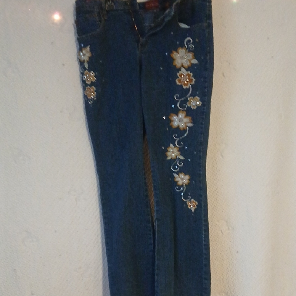 Floral Embroidered Boot Cut Jeans